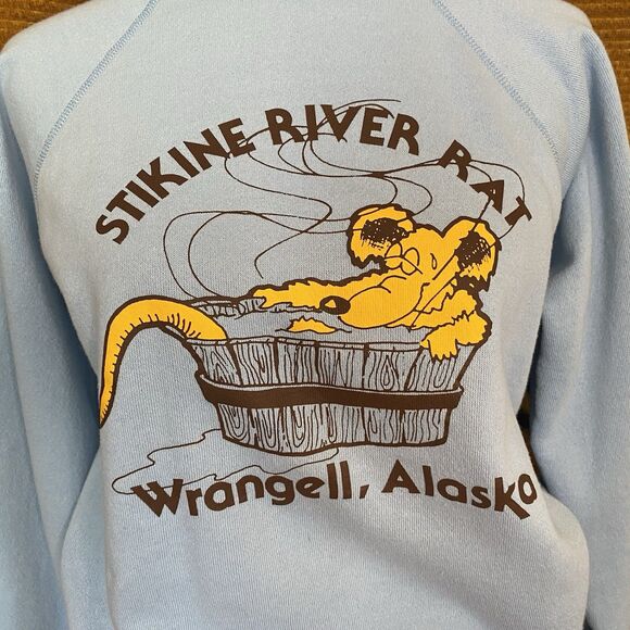 Vintage 70’s Crewneck Graphic Sweater. Stikine River Rat. Size Medium. USA. Rare - Picture 2 of 14